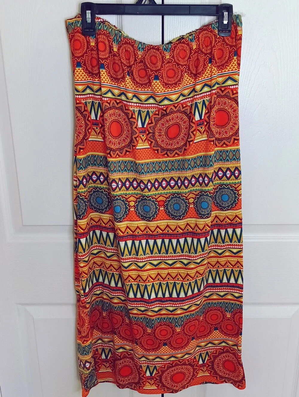 Absolutely Love It! Multicolor Tribal Maxi Skirt — Blue, Orange & Yellow - Picture 2 of 4